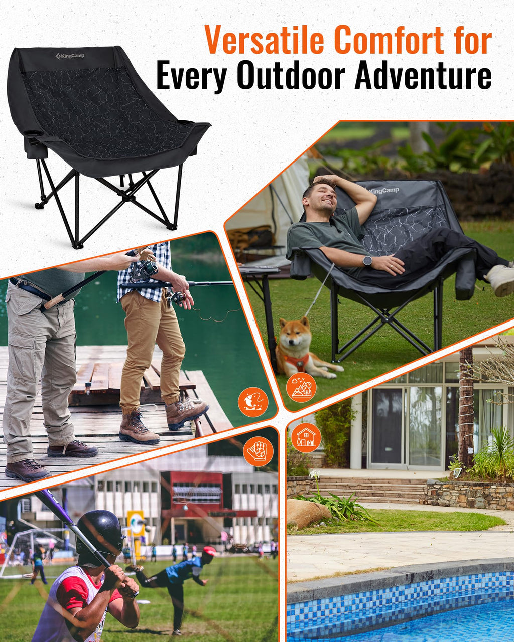 KingCamp VOLCAPETRA Oversized Padded Camping Sofa