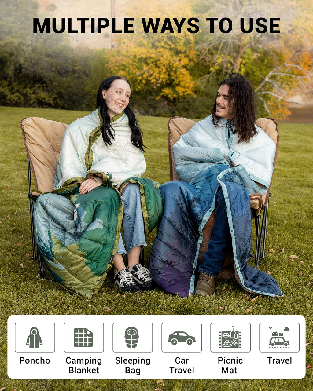 KingCamp Printed Sherpa Fleece Camping Blanket