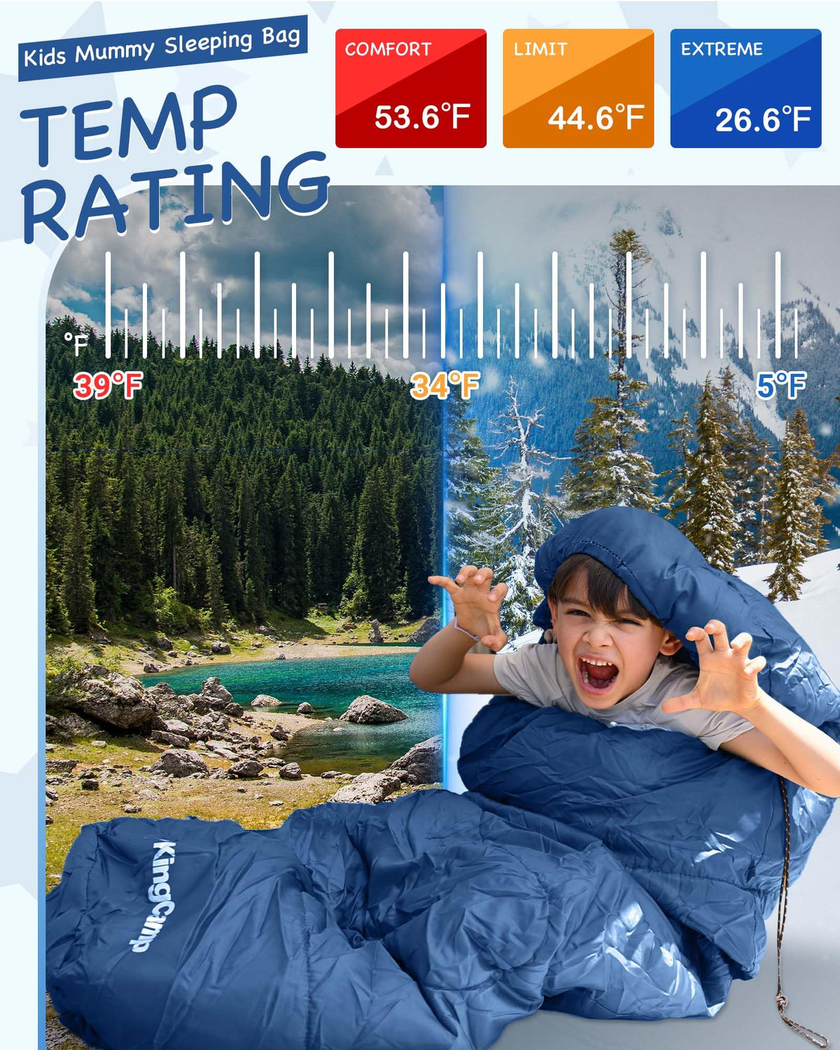 KingCamp Treck 300S+ Kid’s Mummy Sleeping Bag