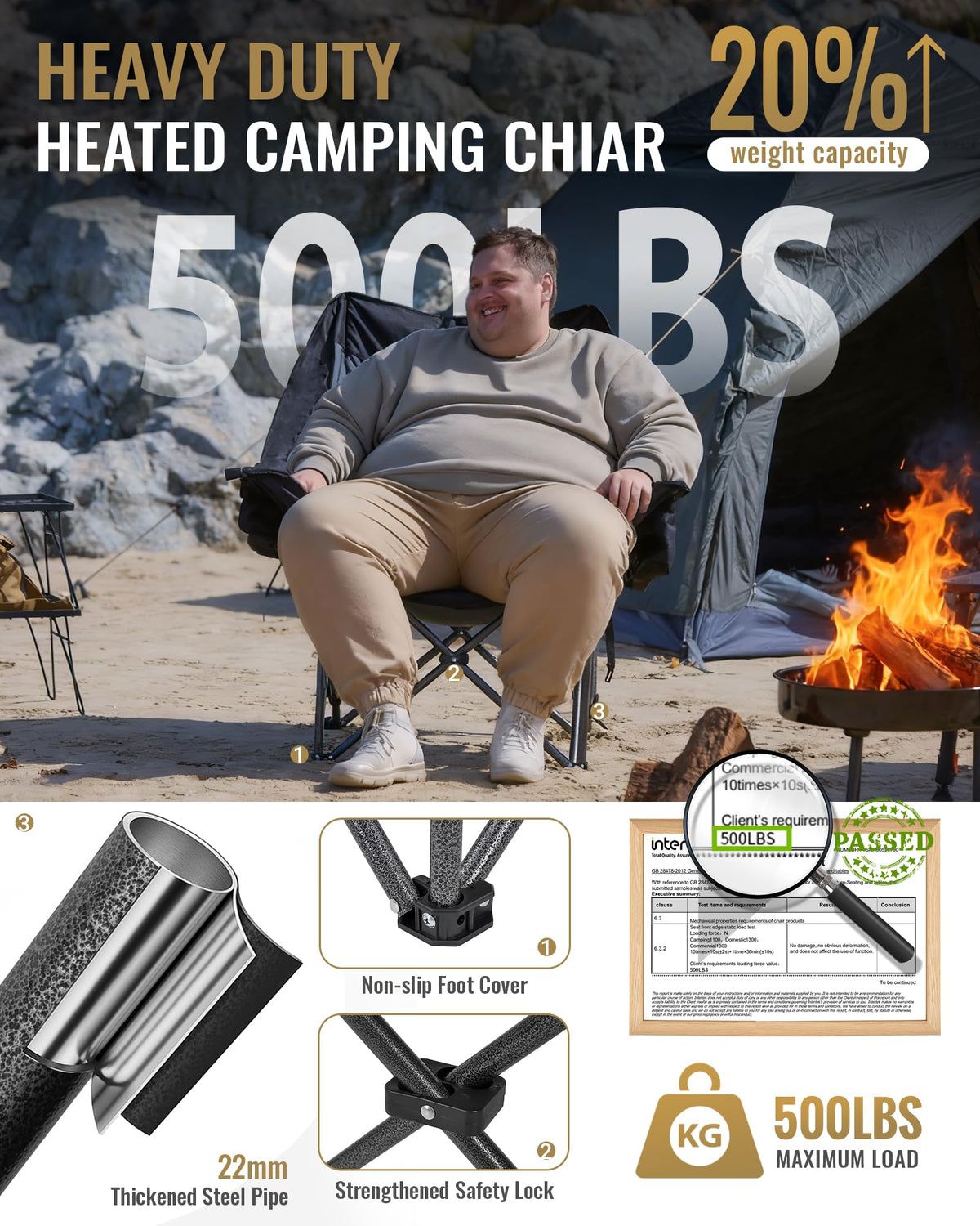 KingCamp Portable Heated Camping Chair Single / Double