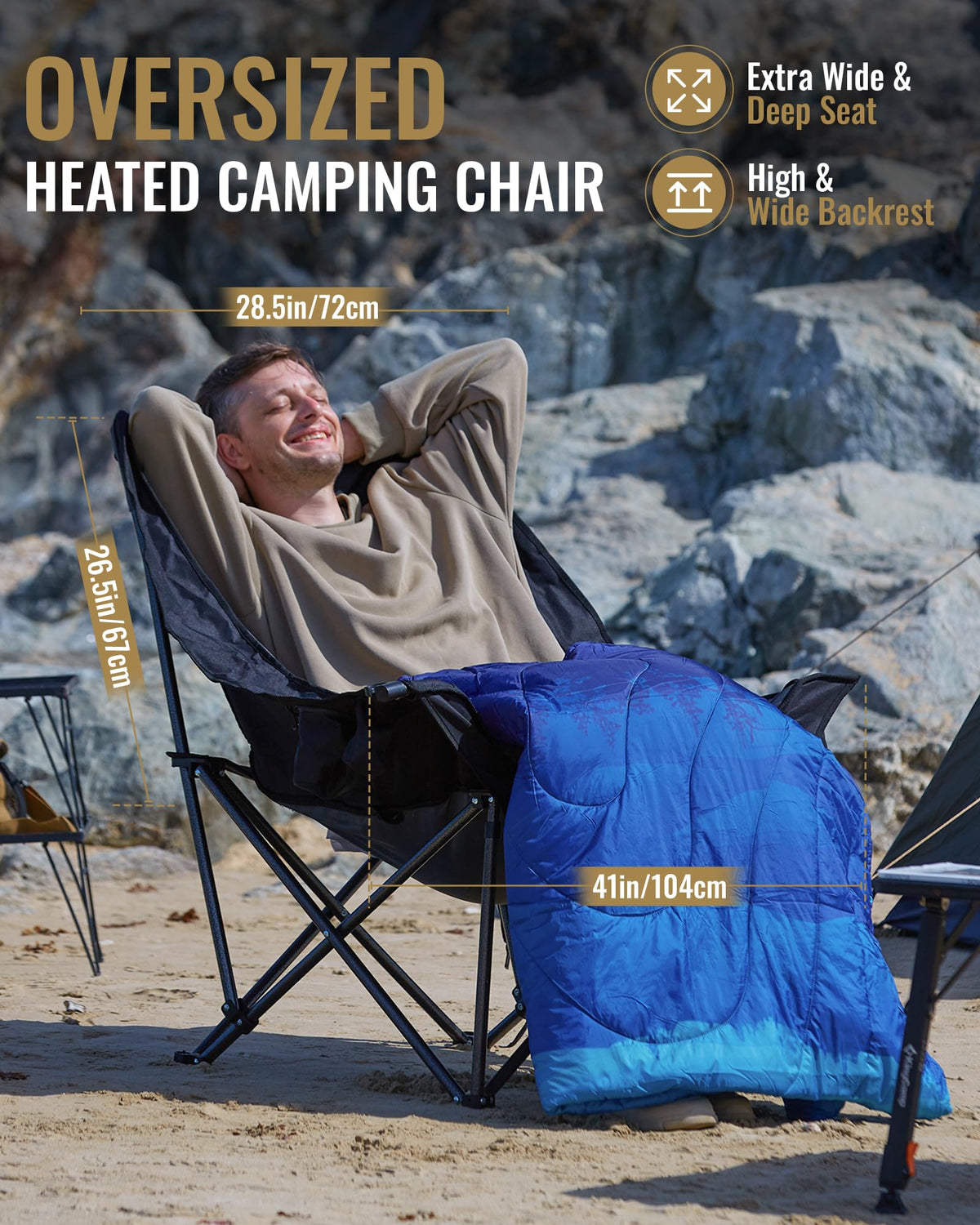 KingCamp Portable Heated Camping Chair Single / Double