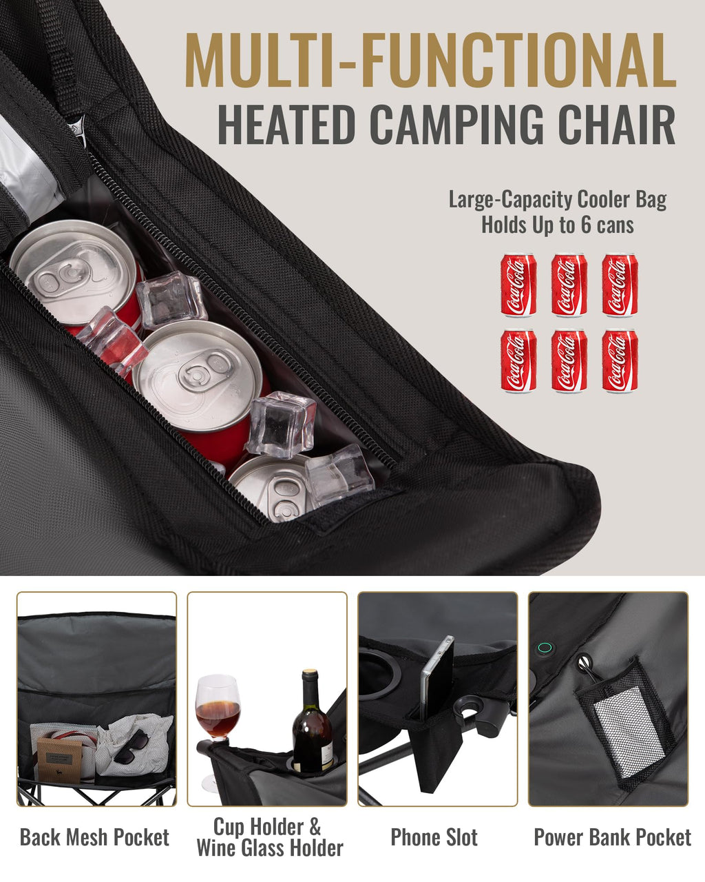 KingCamp Portable Heated Camping Chair Single / Double