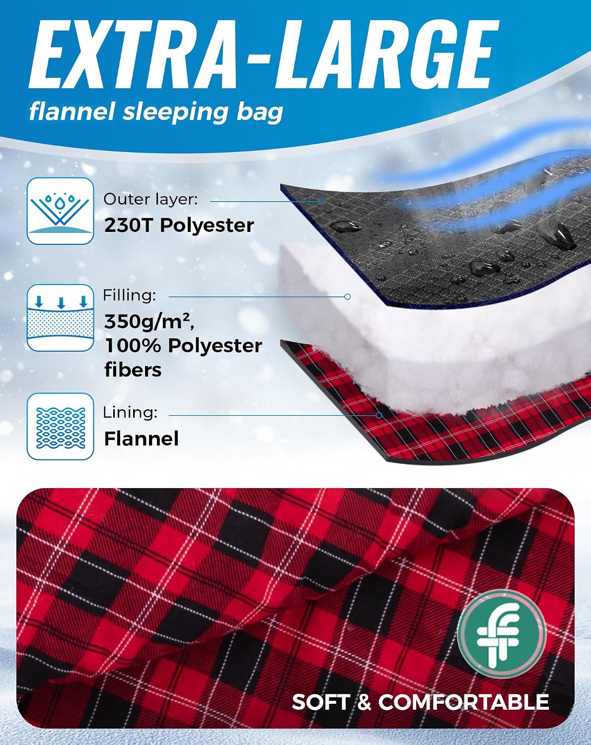 KingCamp Plus Size 3-4 Season Sleeping Bag