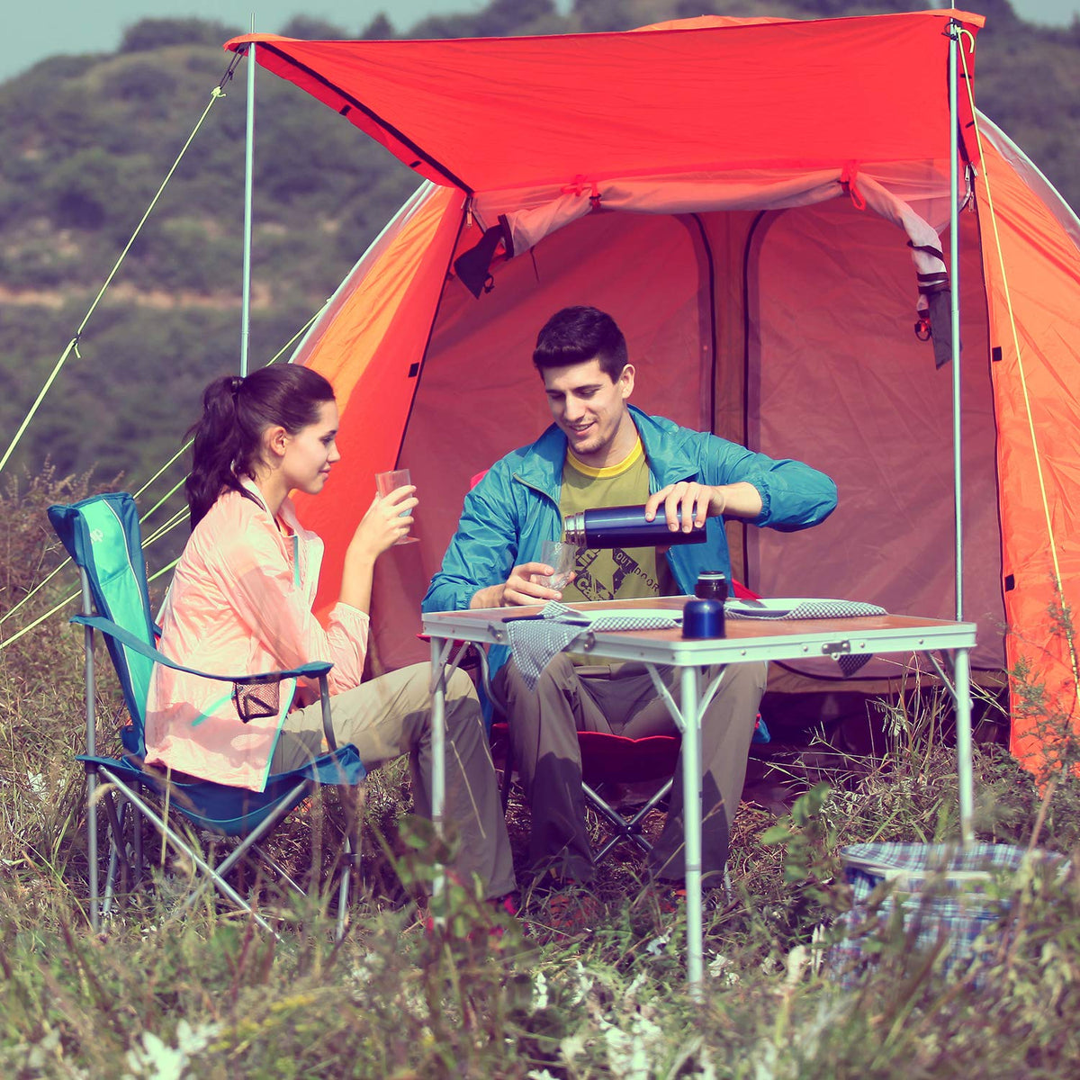 KingCamp Adjustable Bamboo Picnic Camping Table