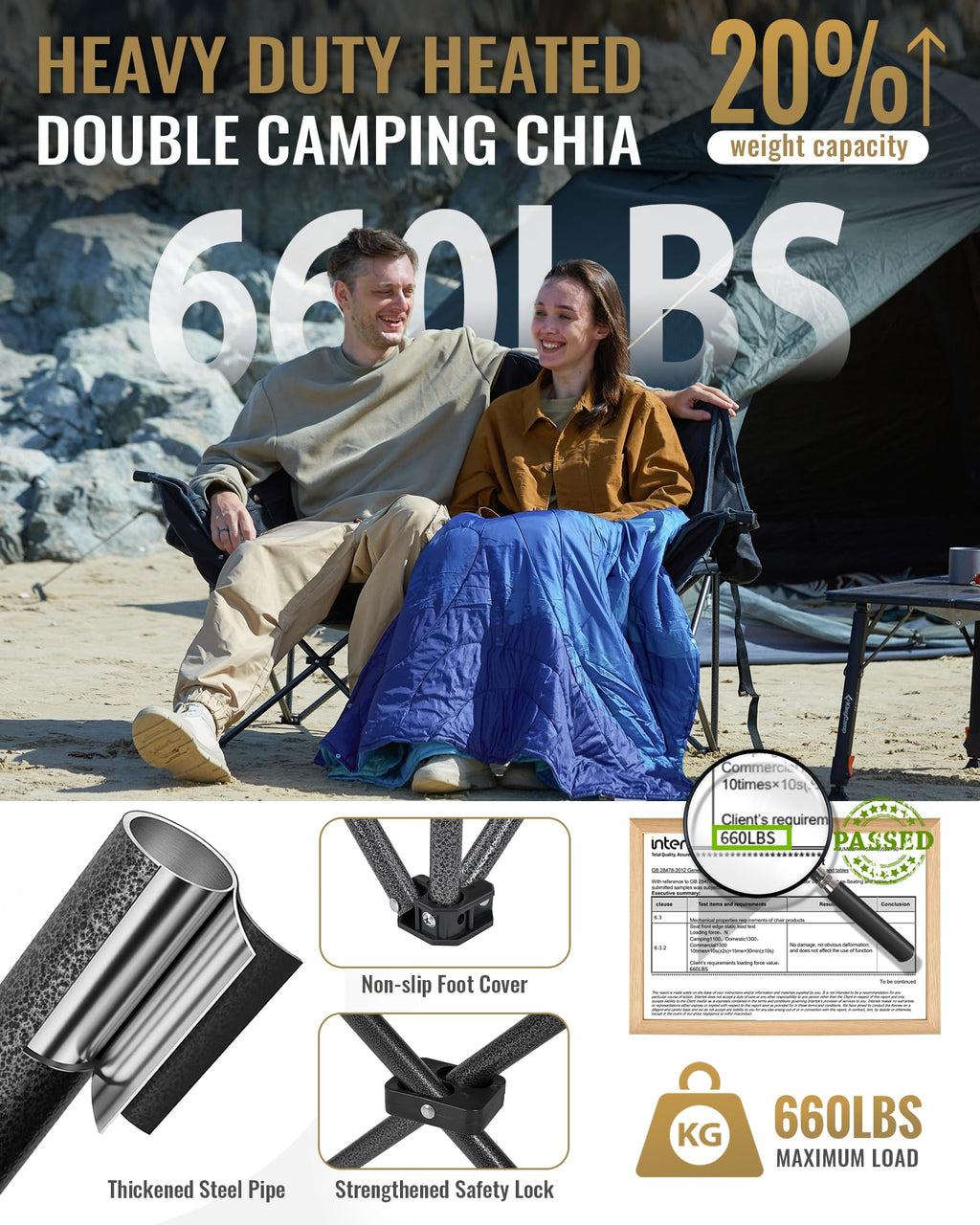 KingCamp Portable Heated Camping Chair Single / Double