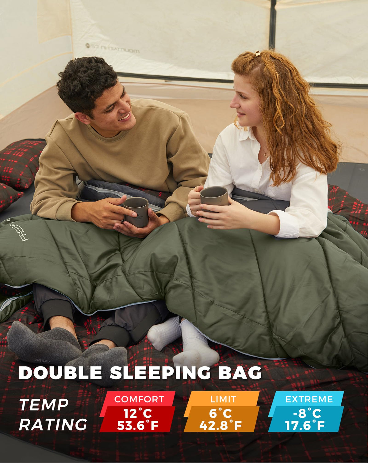 KingCamp FREESPACE 250D Flannel Lined Double Sleeping Bag