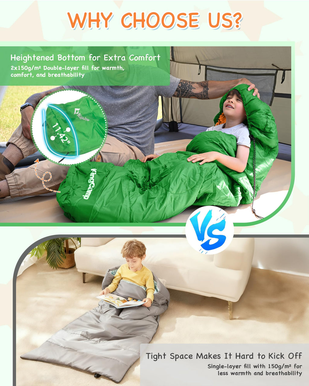KingCamp Treck 300S+ Kid’s Mummy Sleeping Bag