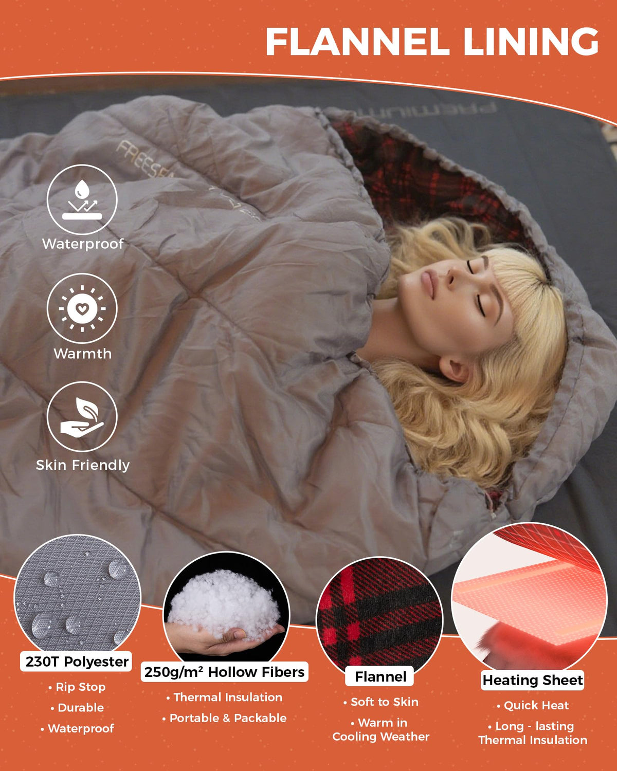KingCamp FREESPACE 250 Extra Wide Heated Sleeping Bag
