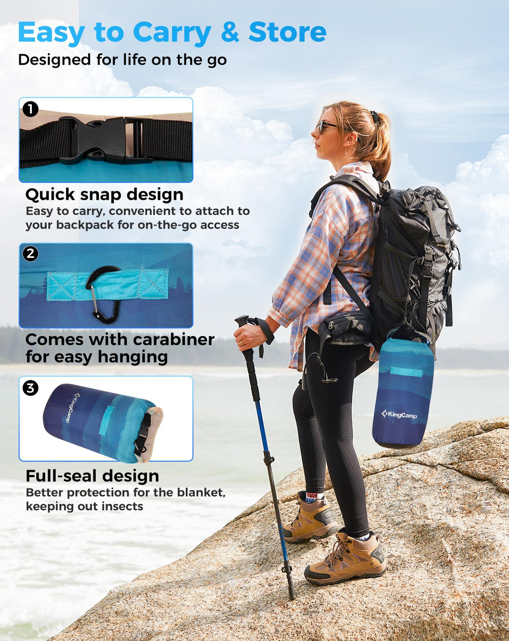 KingCamp BLANKET SMART 150 XL Lightweight Camping Blanket