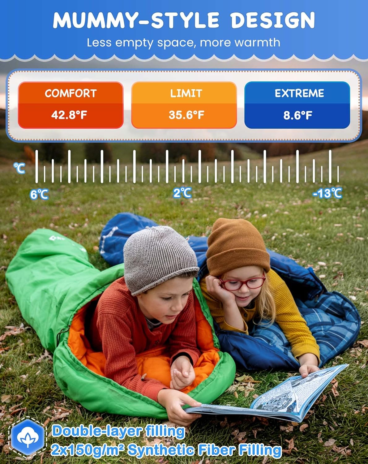 KingCamp Treck 300S+ Kid’s Mummy Sleeping Bag