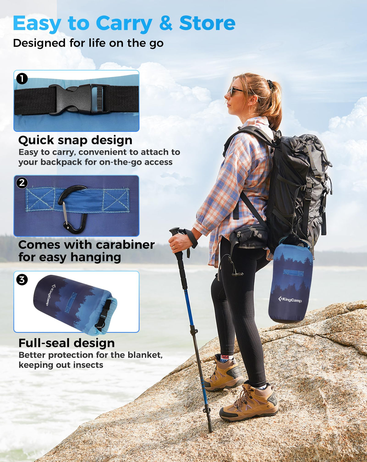 KingCamp BLANKET SMART 150 XL Lightweight Camping Blanket