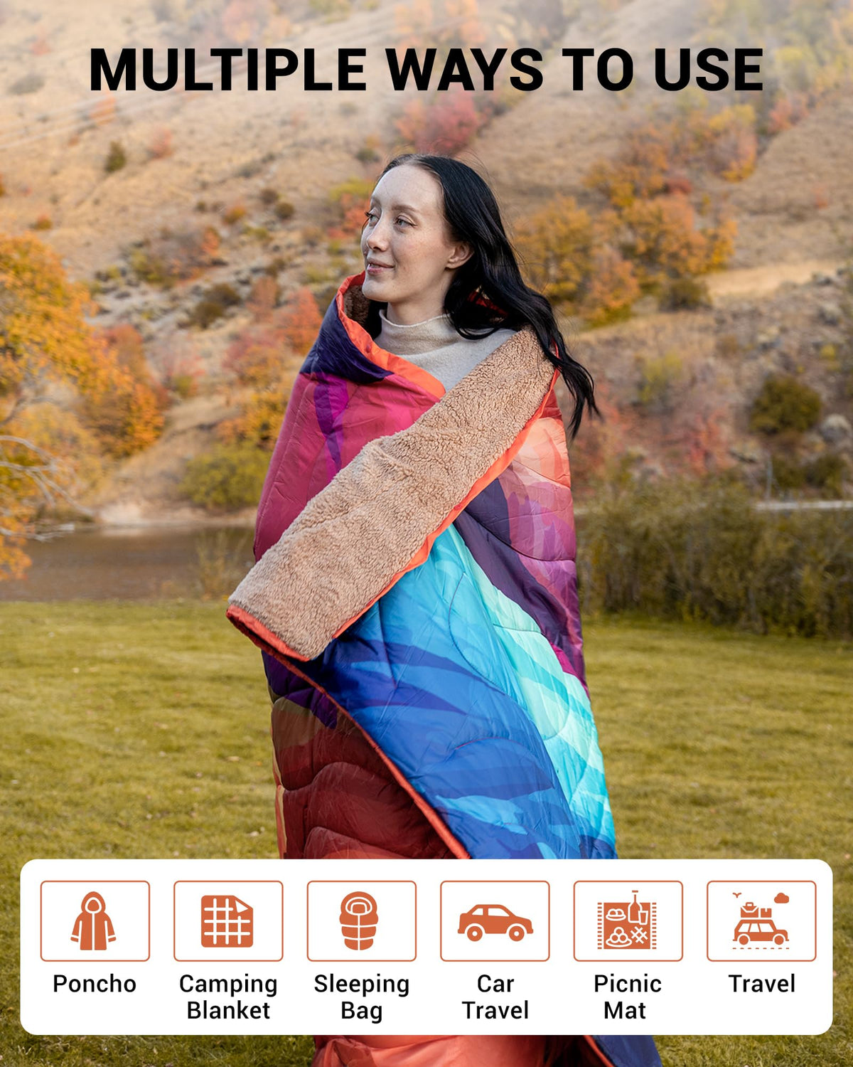 KingCamp Printed Sherpa Fleece Camping Blanket