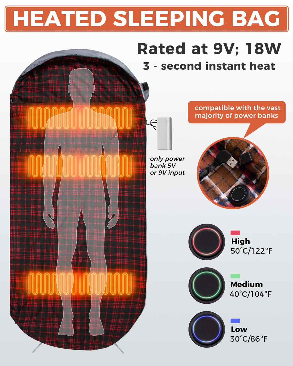 KingCamp FREESPACE 250 Extra Wide Heated Sleeping Bag