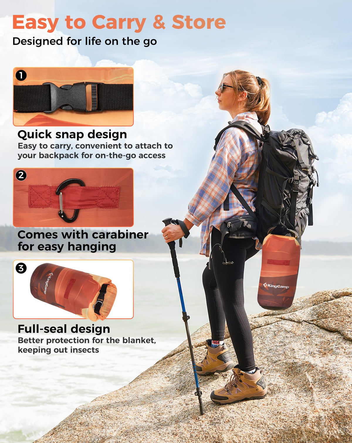 KingCamp BLANKET SMART 150 XL Lightweight Camping Blanket