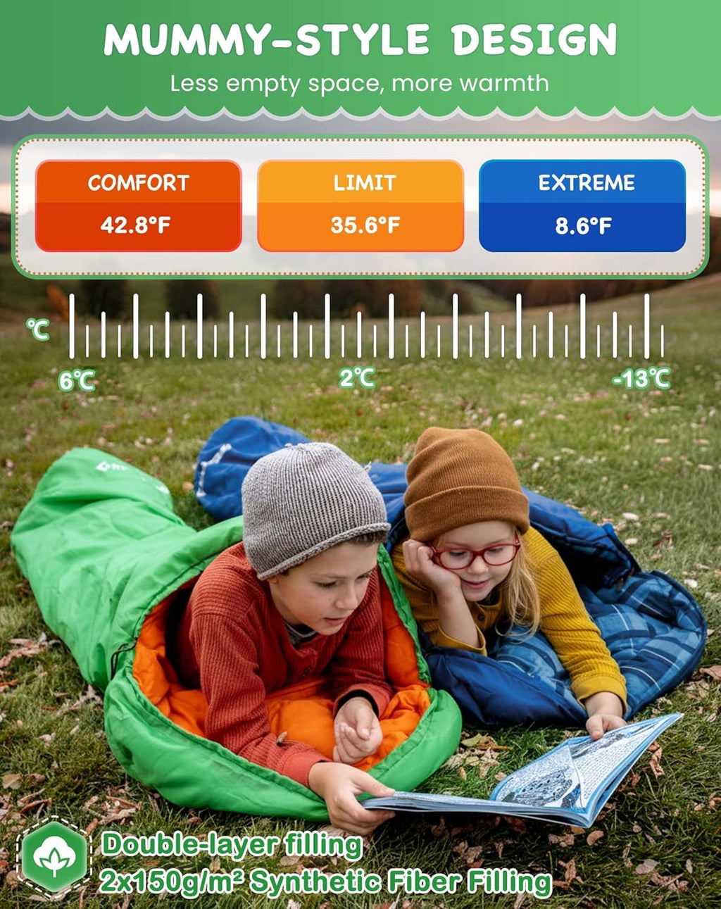 KingCamp Treck 300S+ Kid’s Mummy Sleeping Bag