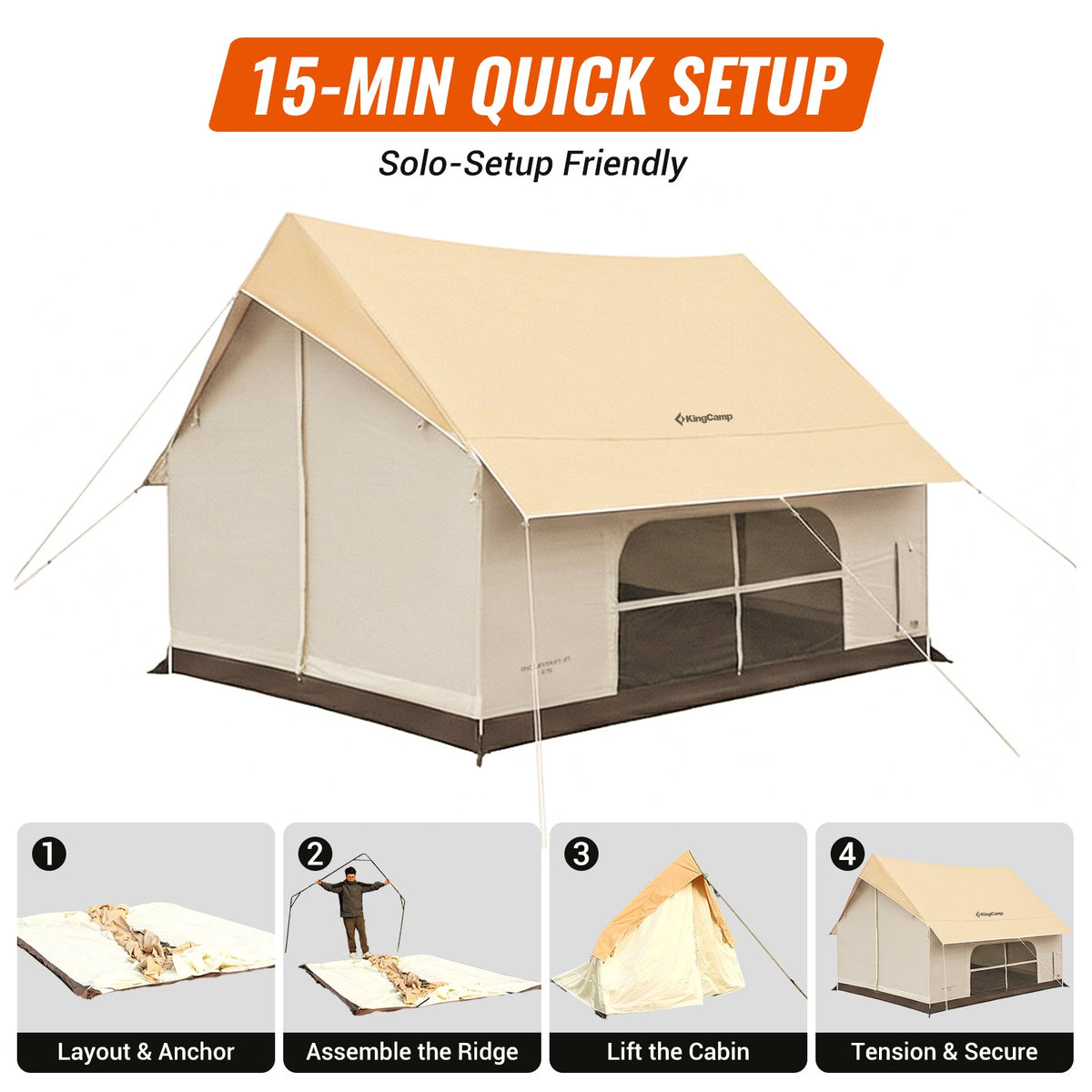 KingCamp MOUNTAIN IN C5 Cabin Tent with Stove Jack & AC Port