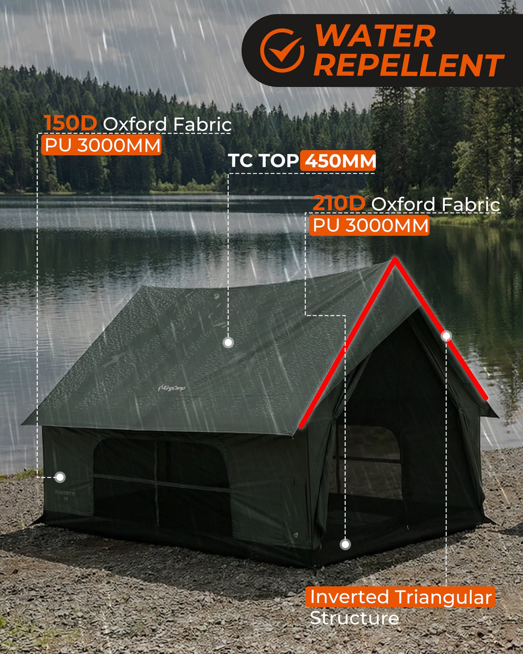 KingCamp MOUNTAIN IN C5 Cabin Tent with Stove Jack & AC Port