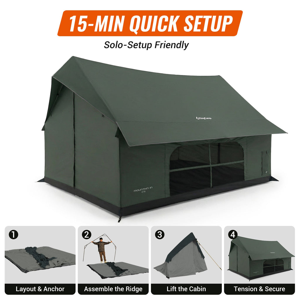KingCamp MOUNTAIN IN C5 Cabin Tent with Stove Jack & AC Port