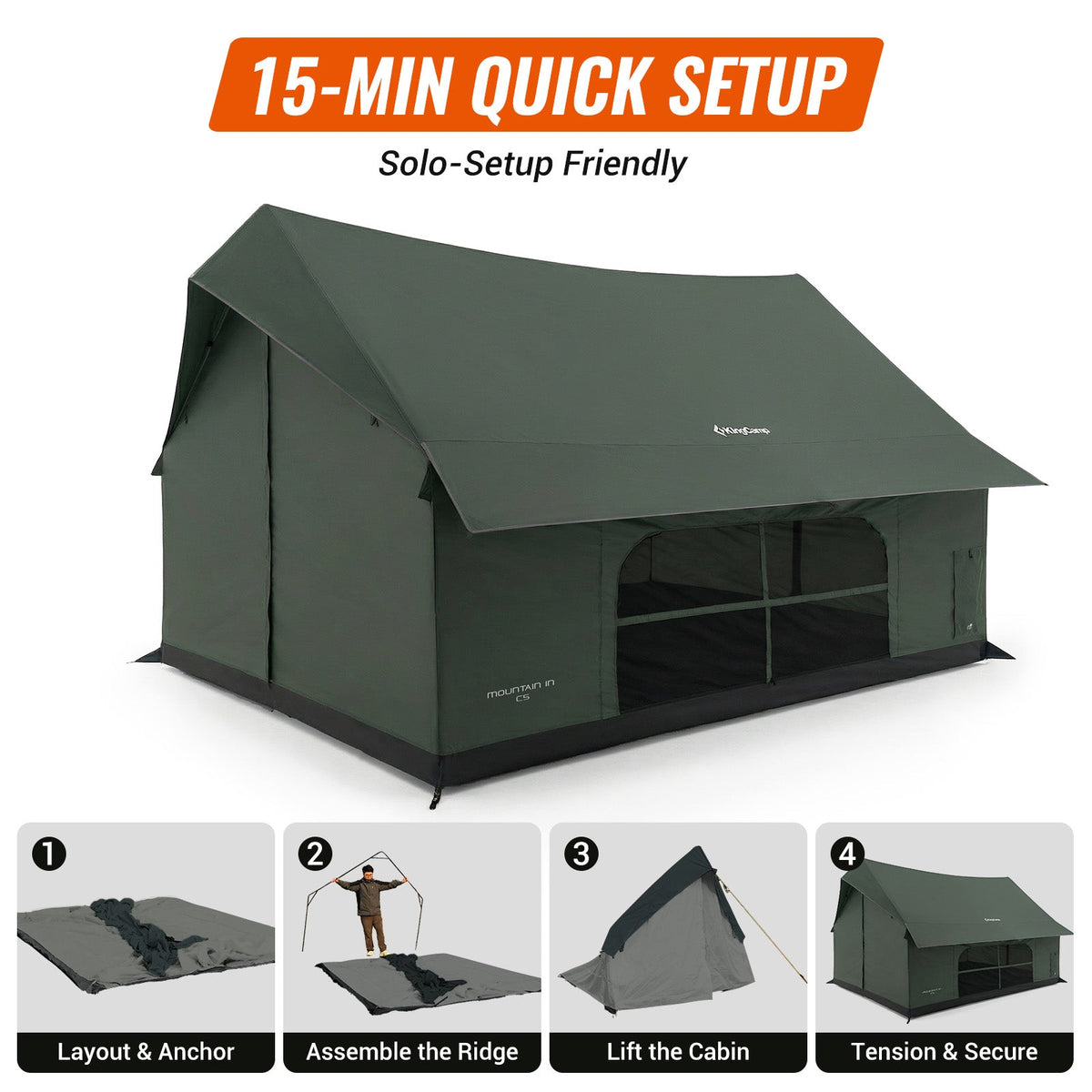 KingCamp MOUNTAIN IN C5 Cabin Tent with Stove Jack & AC Port