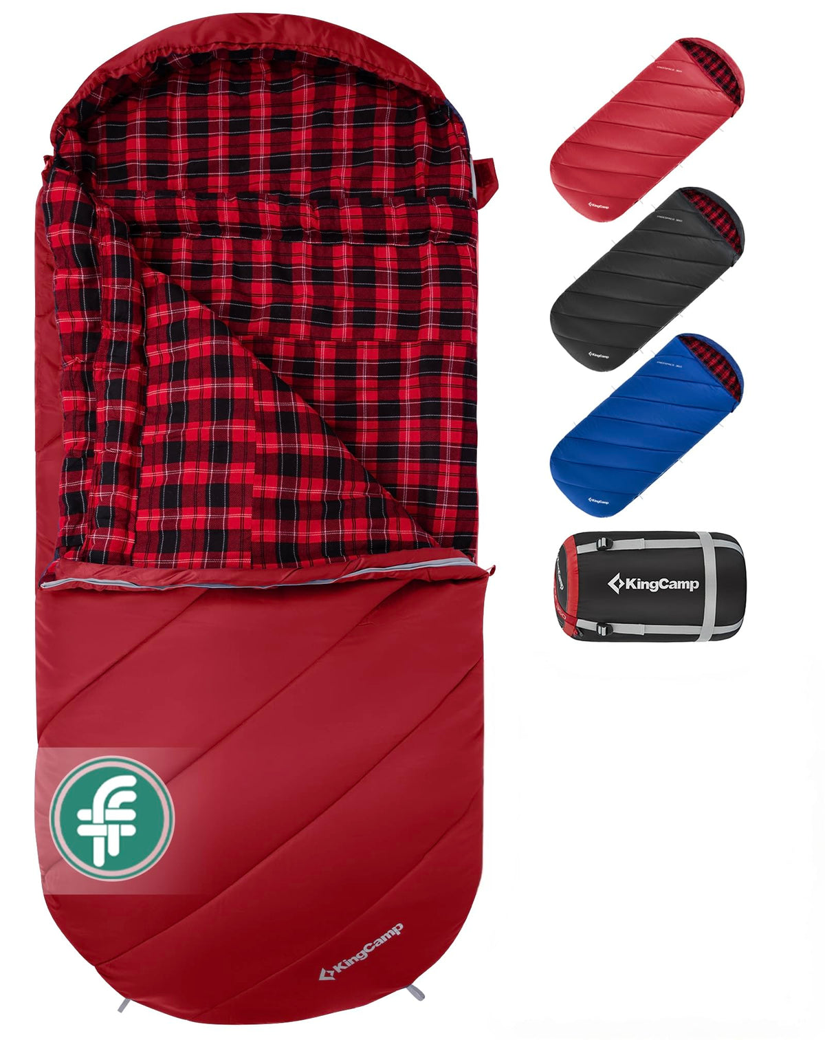 KingCamp 350g Filling Plus Size 3-4 Season Wine Sleeping Bag