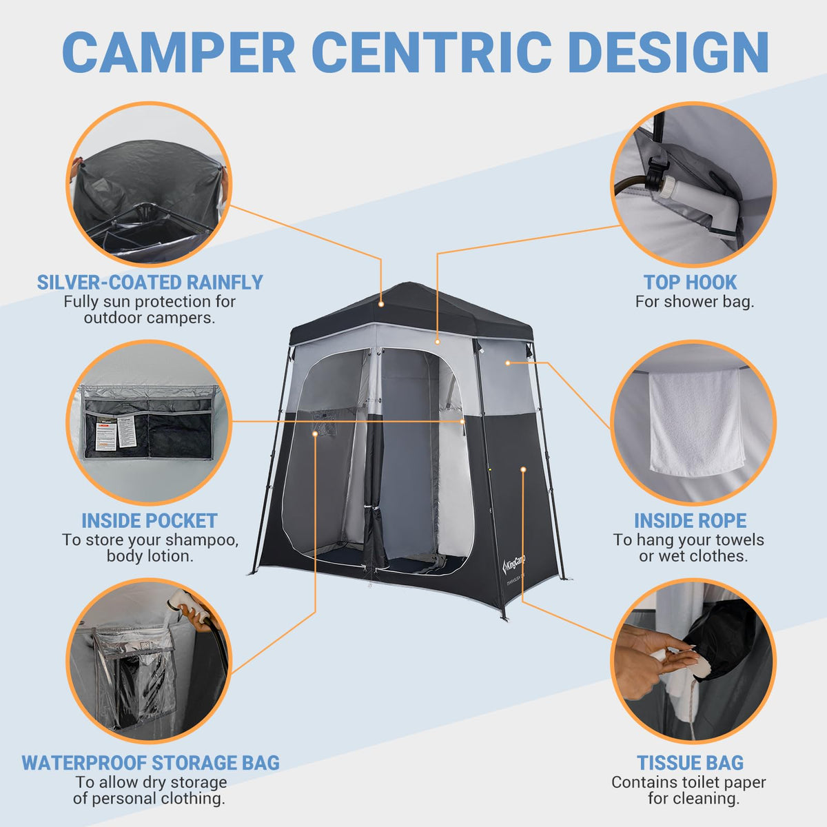 KingCamp MARASUSA Q Double-Room Shower Tent