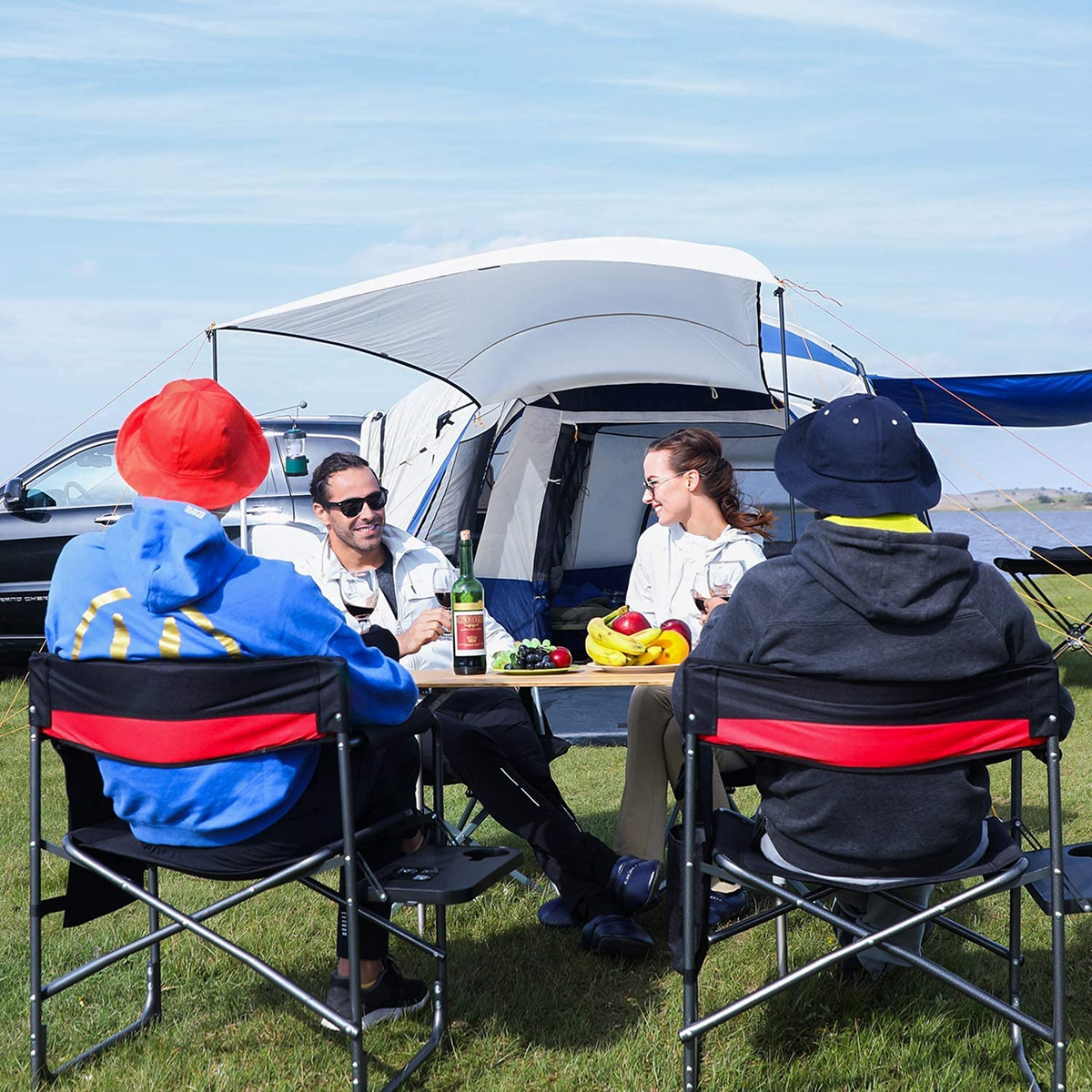 KingCamp Bamboo Folding Adjustable Height Camping Table 39x26
