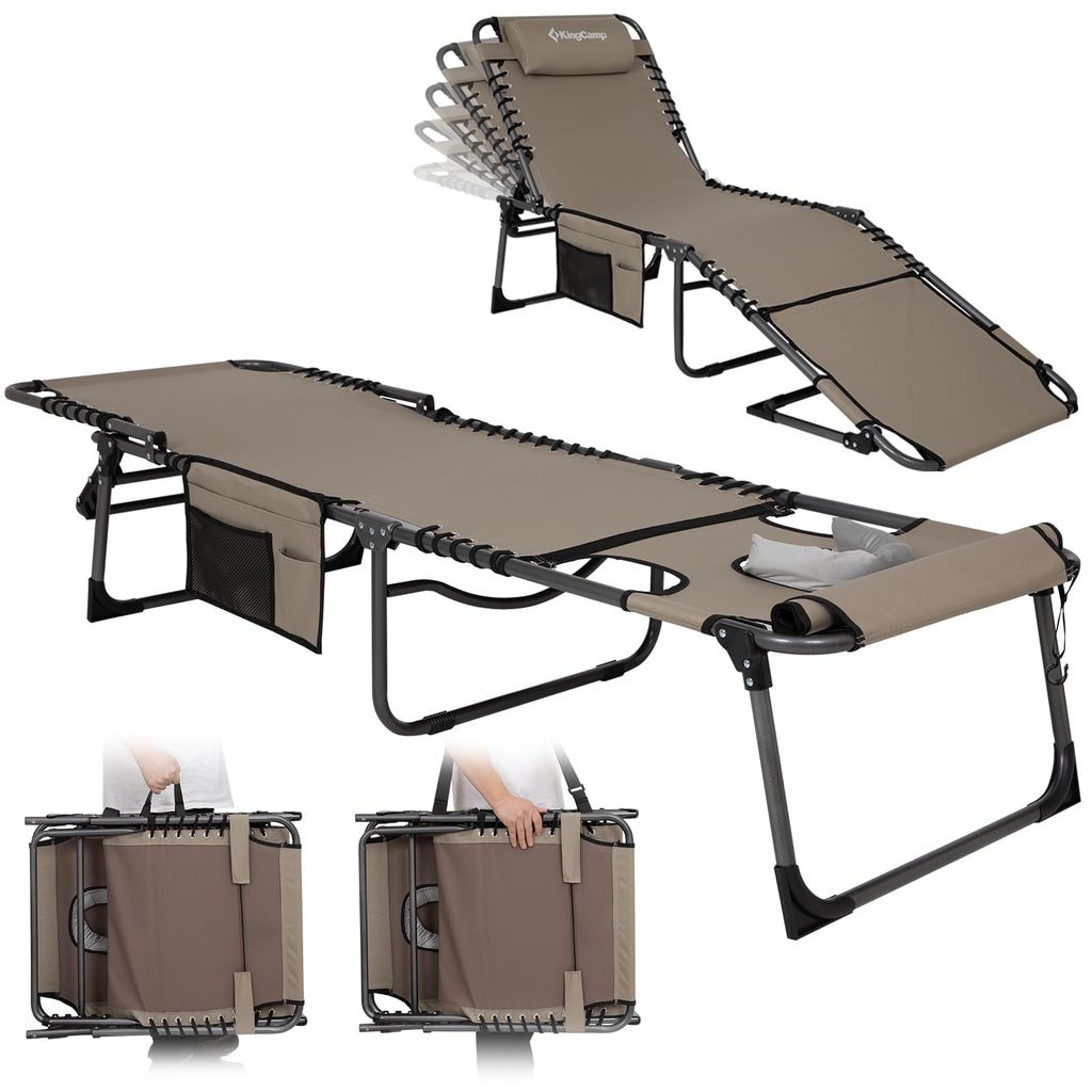 KingCamp MAGNOLIA B10 Backpack Chaise Lounge 5-Position Adjustable Recliner with Face Hole