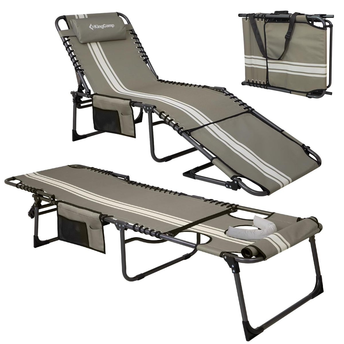 KingCamp MAGNOLIA B10 Backpack Chaise Lounge 5-Position Adjustable Recliner with Face Hole