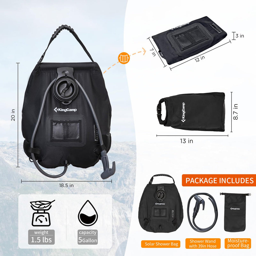 KingCamp Portable Solar Shower Bag For Camping
