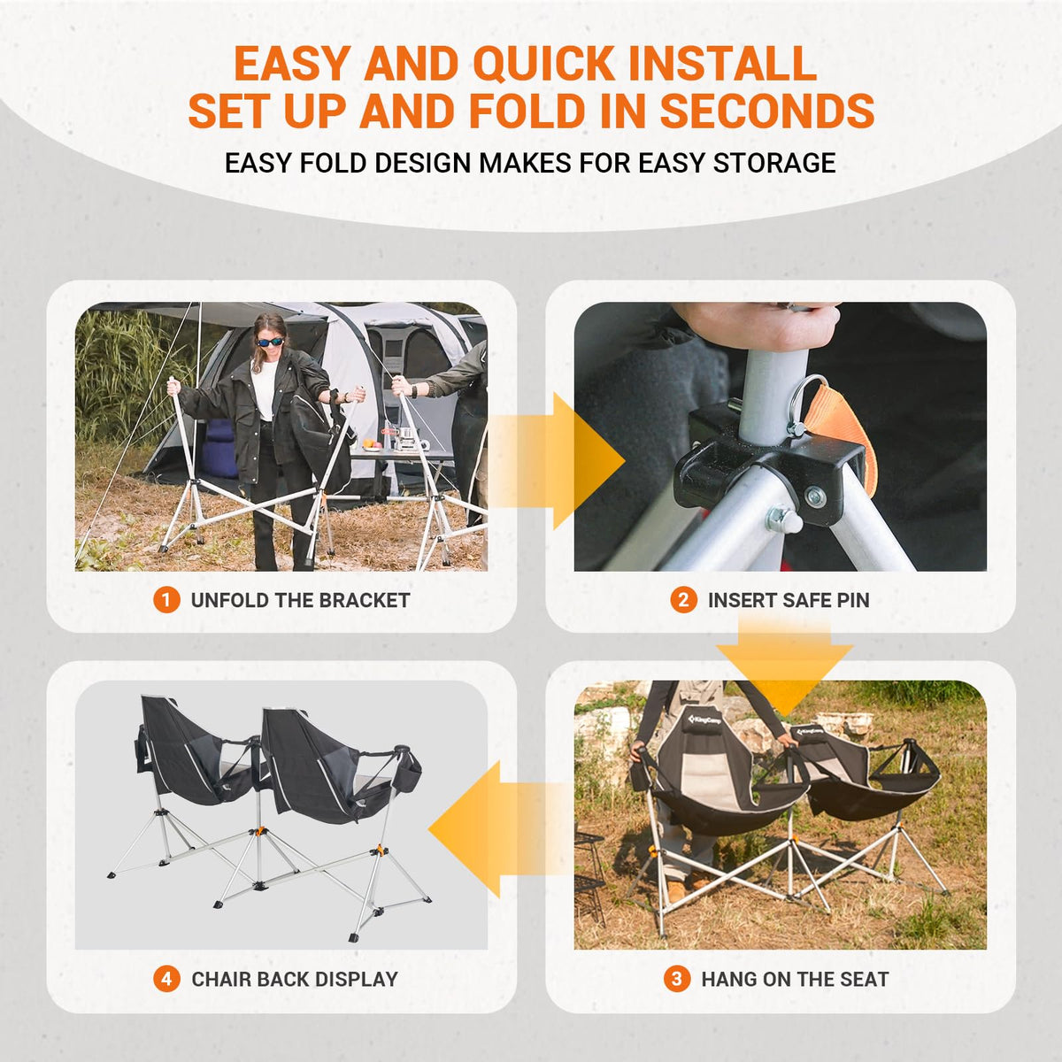 KingCamp ORCHID C30 Heavy Duty Oversize Double Hammock Camping Chairs