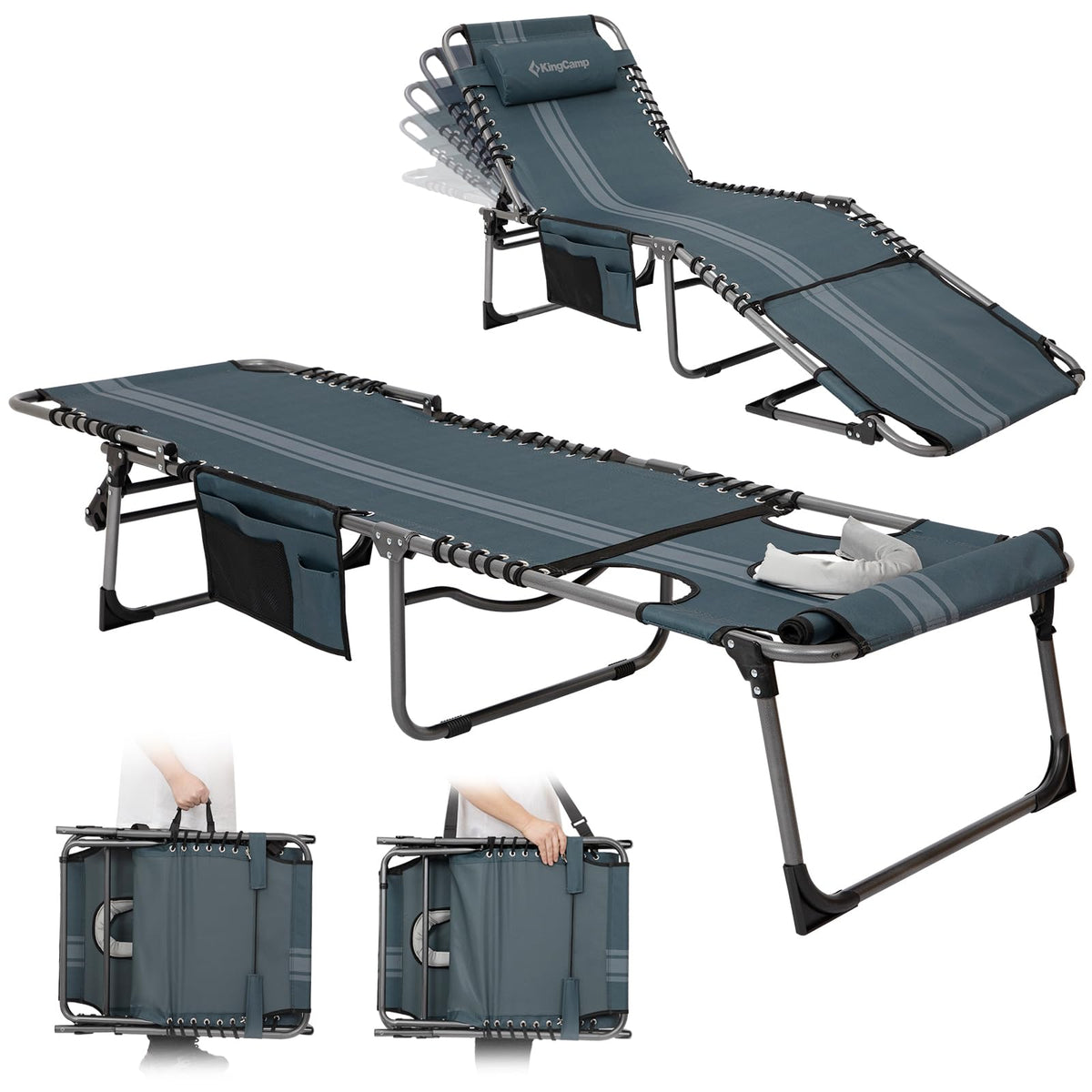 KingCamp MAGNOLIA B10 Backpack Chaise Lounge 5-Position Adjustable Recliner with Face Hole