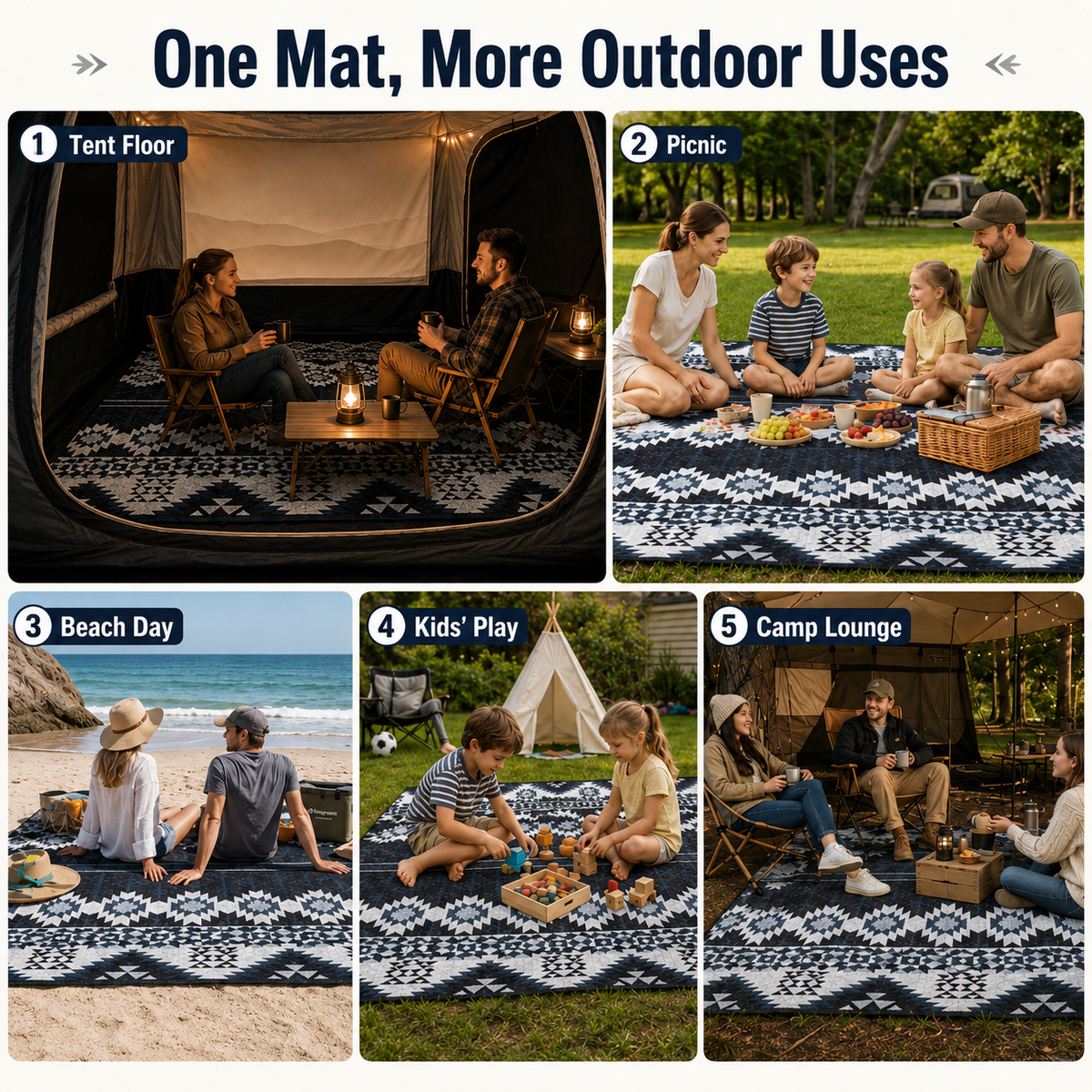 KingCamp ISIAY MAX 2.8 Extra-Large Waterproof Camping Tent Mat - Bohemian Pattern