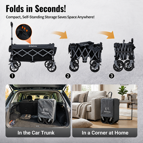 KingCamp 150L Compact Folding Wagon Cart