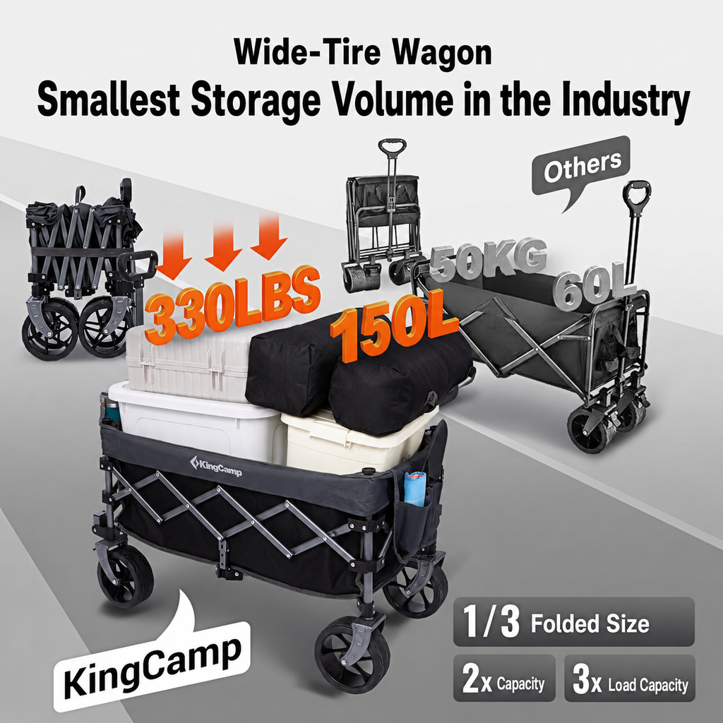 KingCamp 150L Compact Folding Wagon Cart