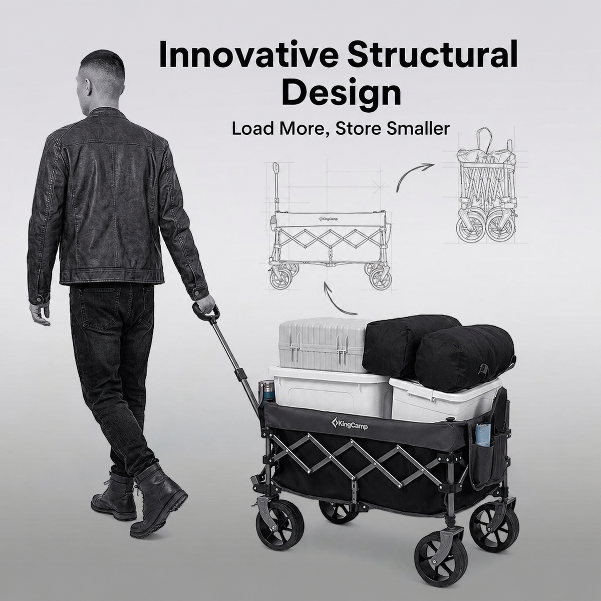 KingCamp 150L Compact Folding Wagon Cart