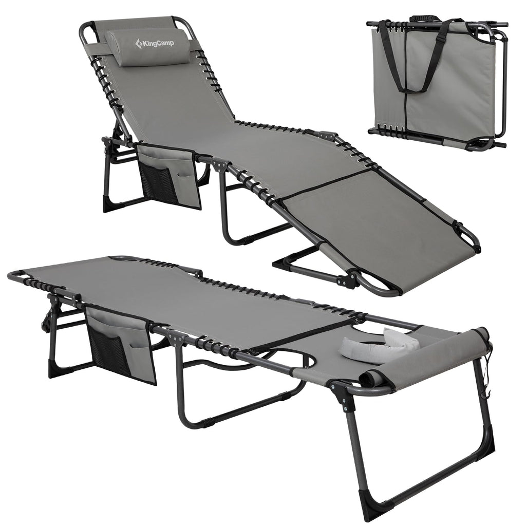 KingCamp MAGNOLIA B10 Backpack Chaise Lounge 5-Position Adjustable Recliner with Face Hole