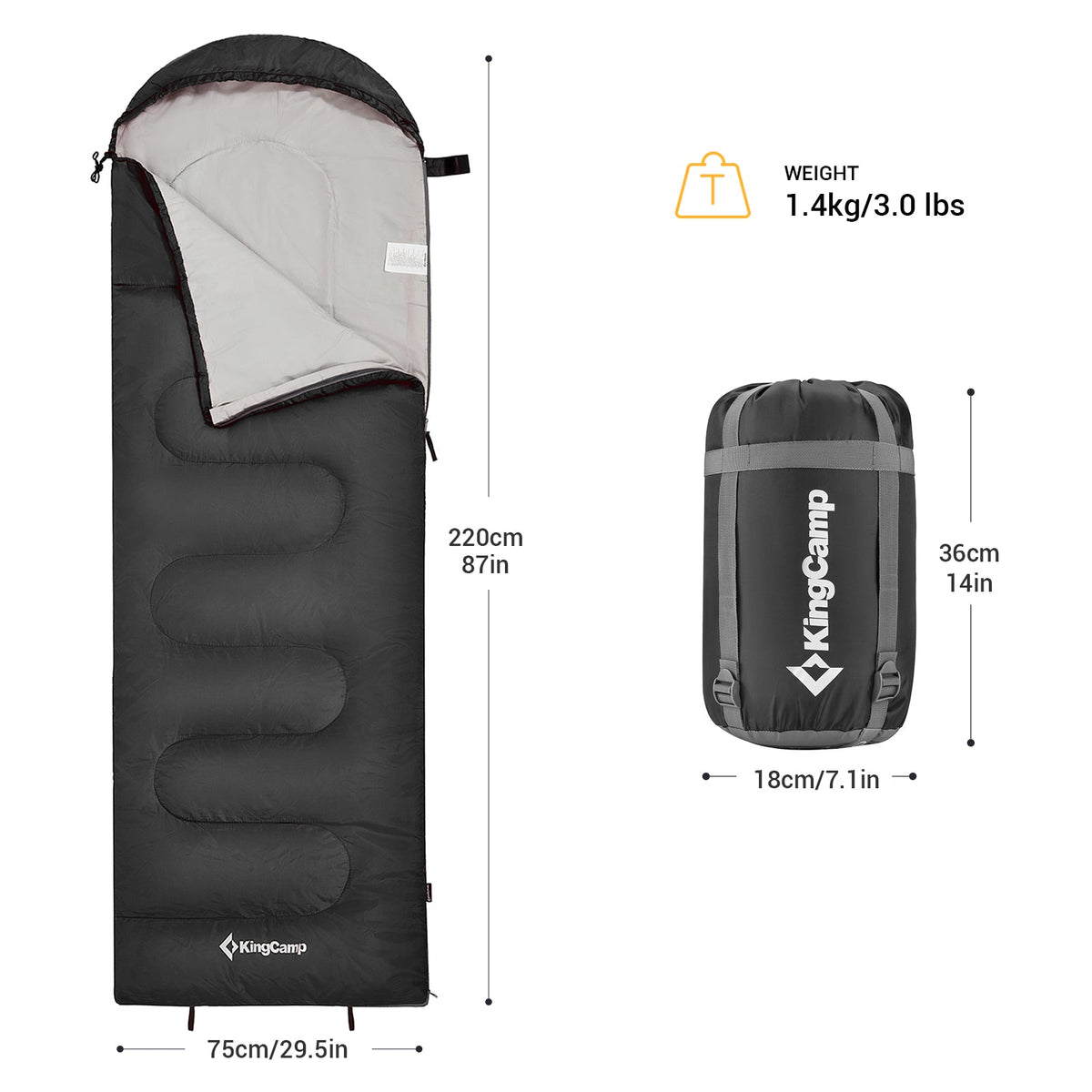 KingCamp 44°F Oasis 250 Sleeping Bag