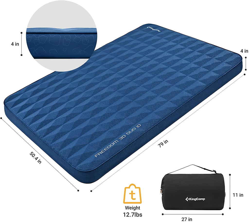 KingCamp 4" Thick Double Self-Inflating Camping Pad