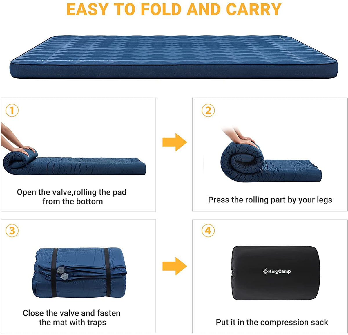 KingCamp 4" Thick Double Self-Inflating Camping Pad
