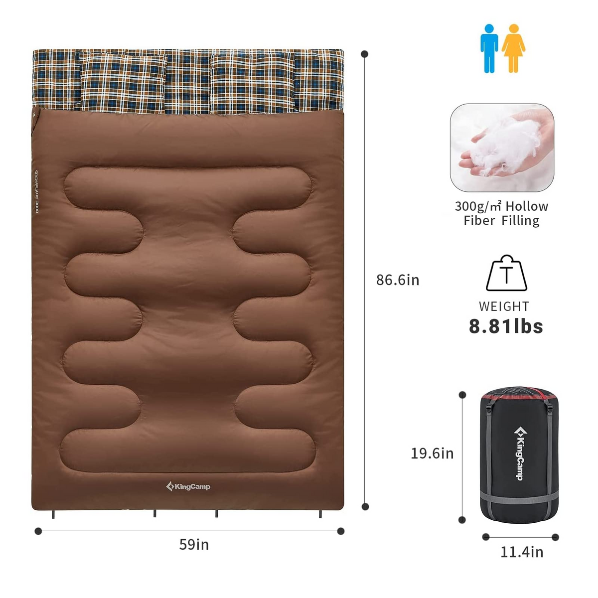 KingCamp SNOWFLAKE 300D Double Flannel Sleeping Bag