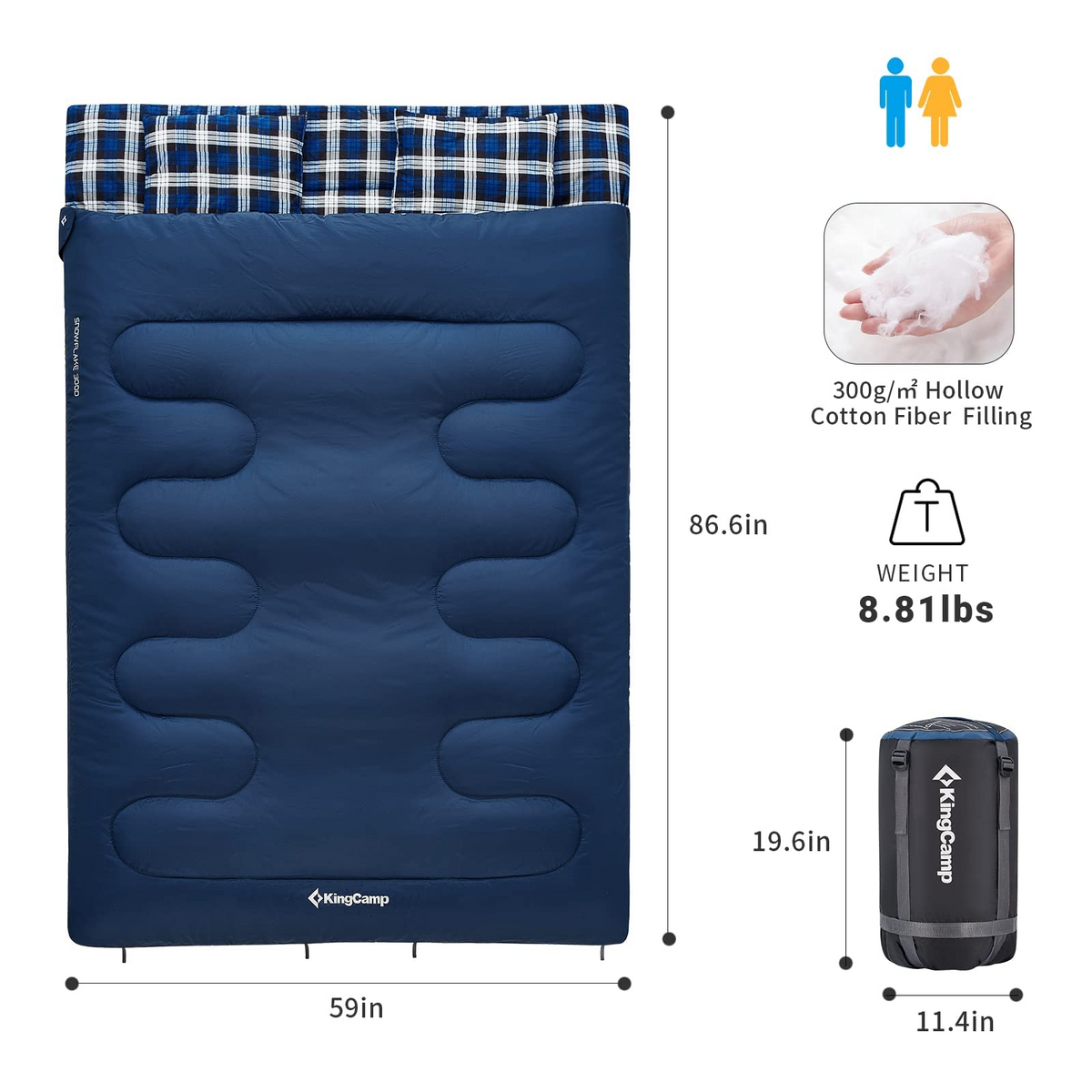 KingCamp SNOWFLAKE 300D Double Flannel Sleeping Bag