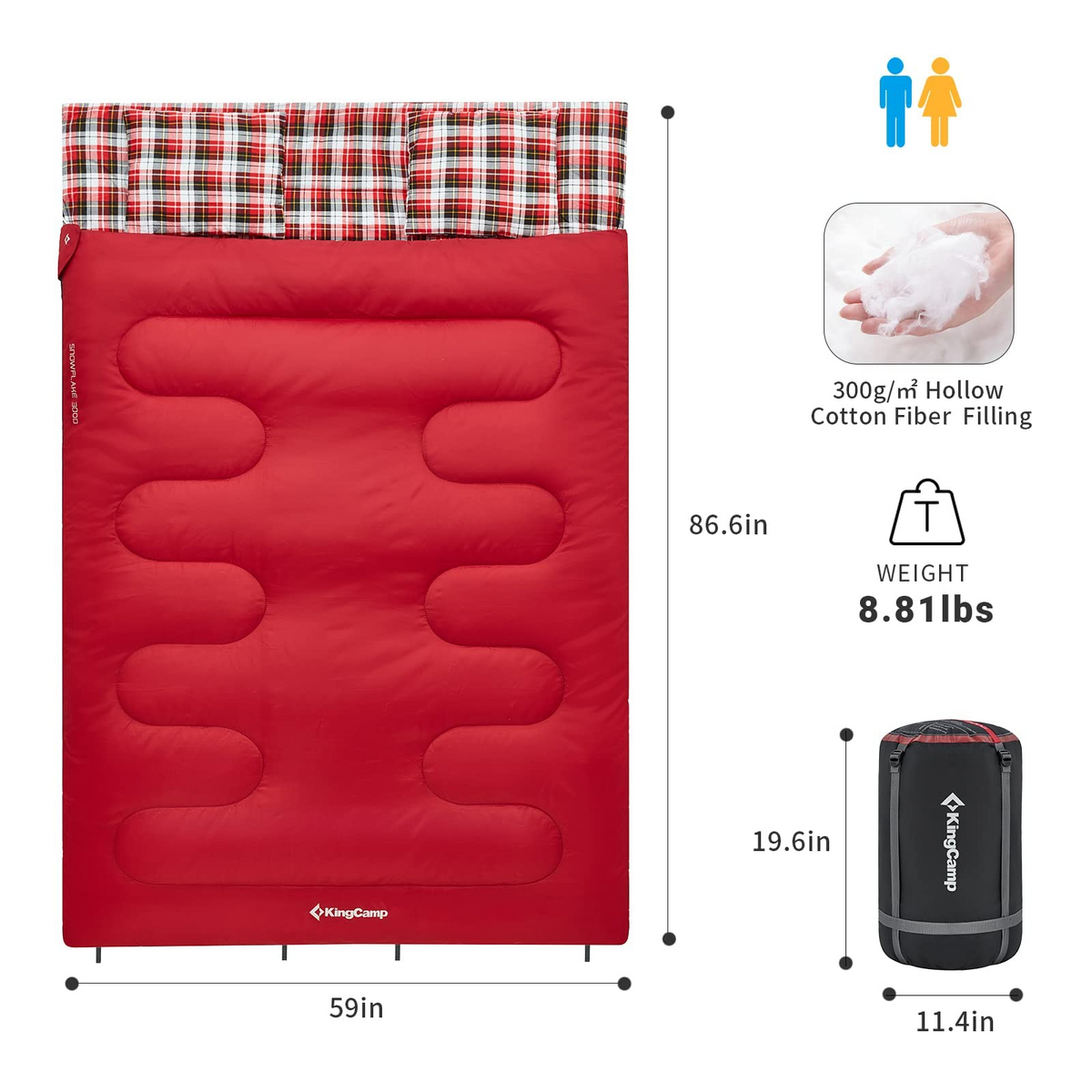 KingCamp SNOWFLAKE 300D Double Flannel Sleeping Bag
