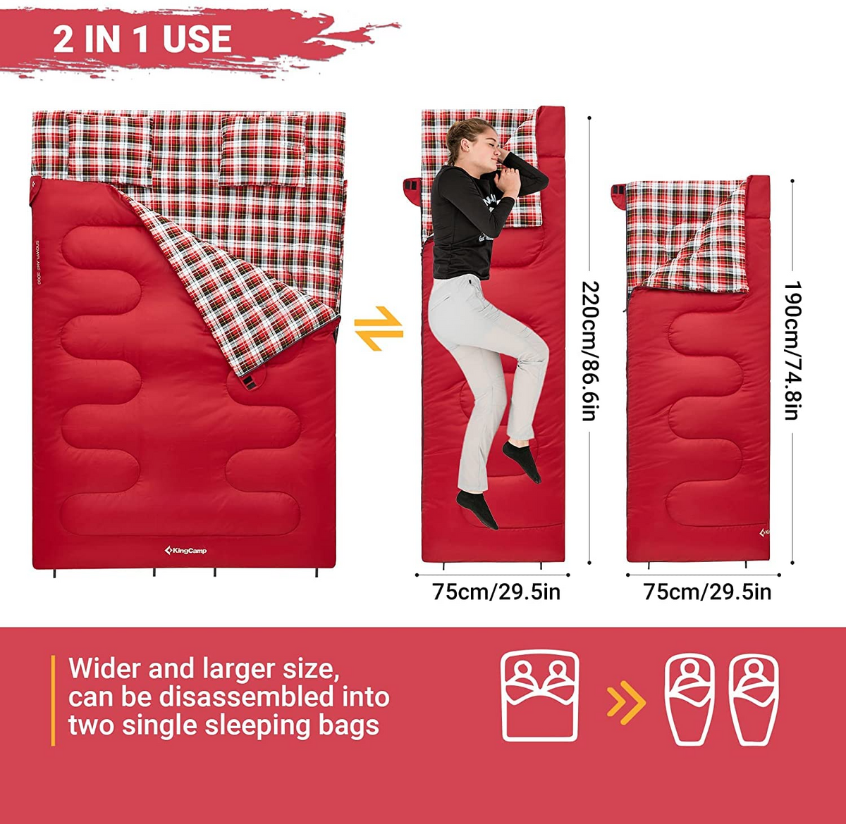 KingCamp SNOWFLAKE 300D Double Flannel Sleeping Bag
