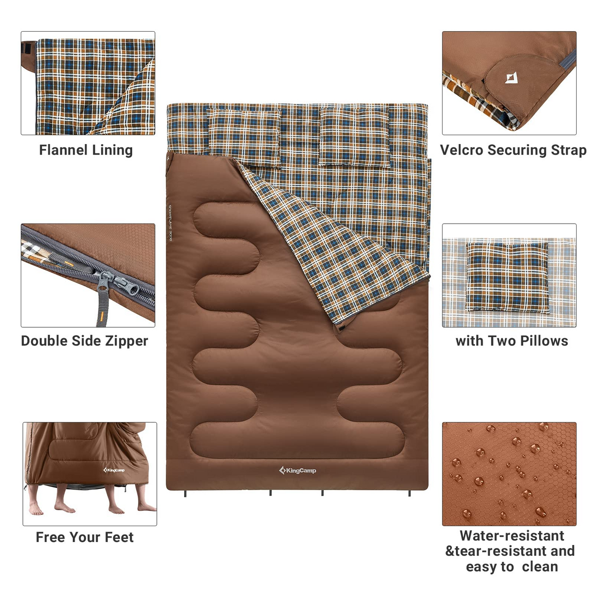 KingCamp SNOWFLAKE 300D Double Flannel Sleeping Bag