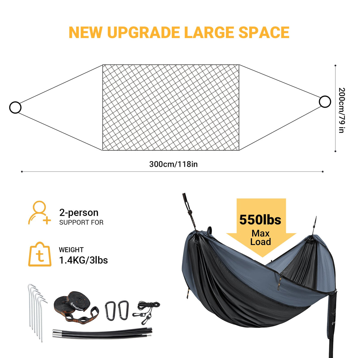 KingCamp 3 in 1 Camping Hammock with Gauze Net
