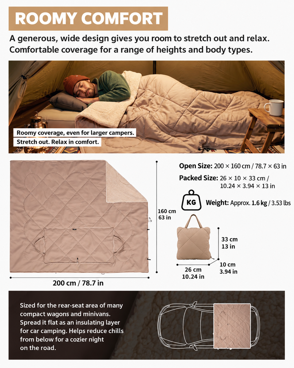 KingCamp Versatile 4-in-1 Lambswool Blanket