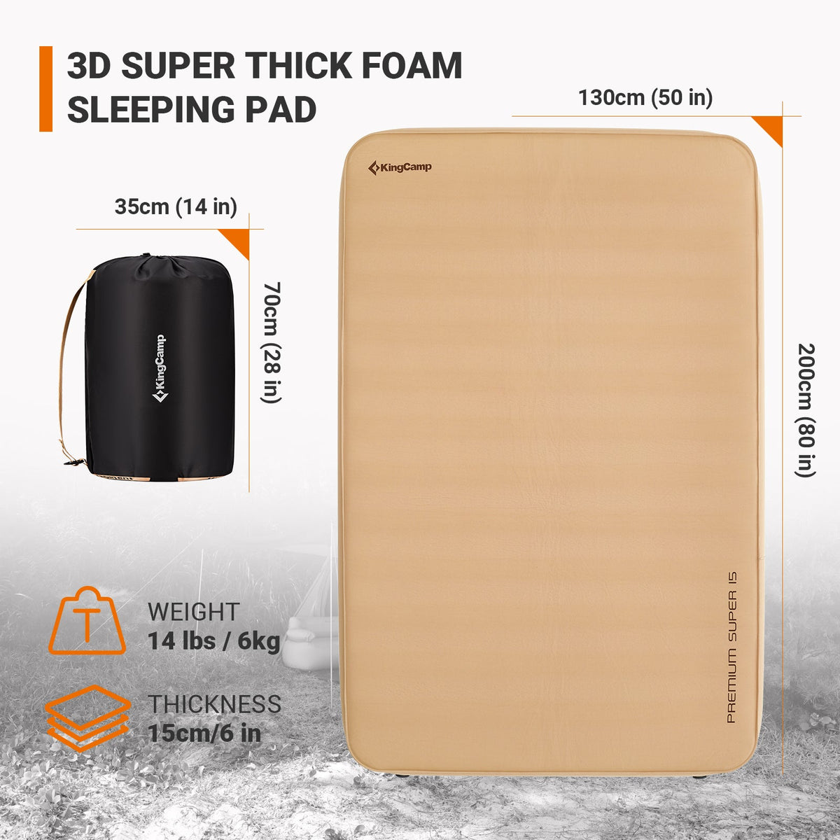 KingCamp PREMIUM SUPER 15 Self-Inflating Camping Sleeping Pad