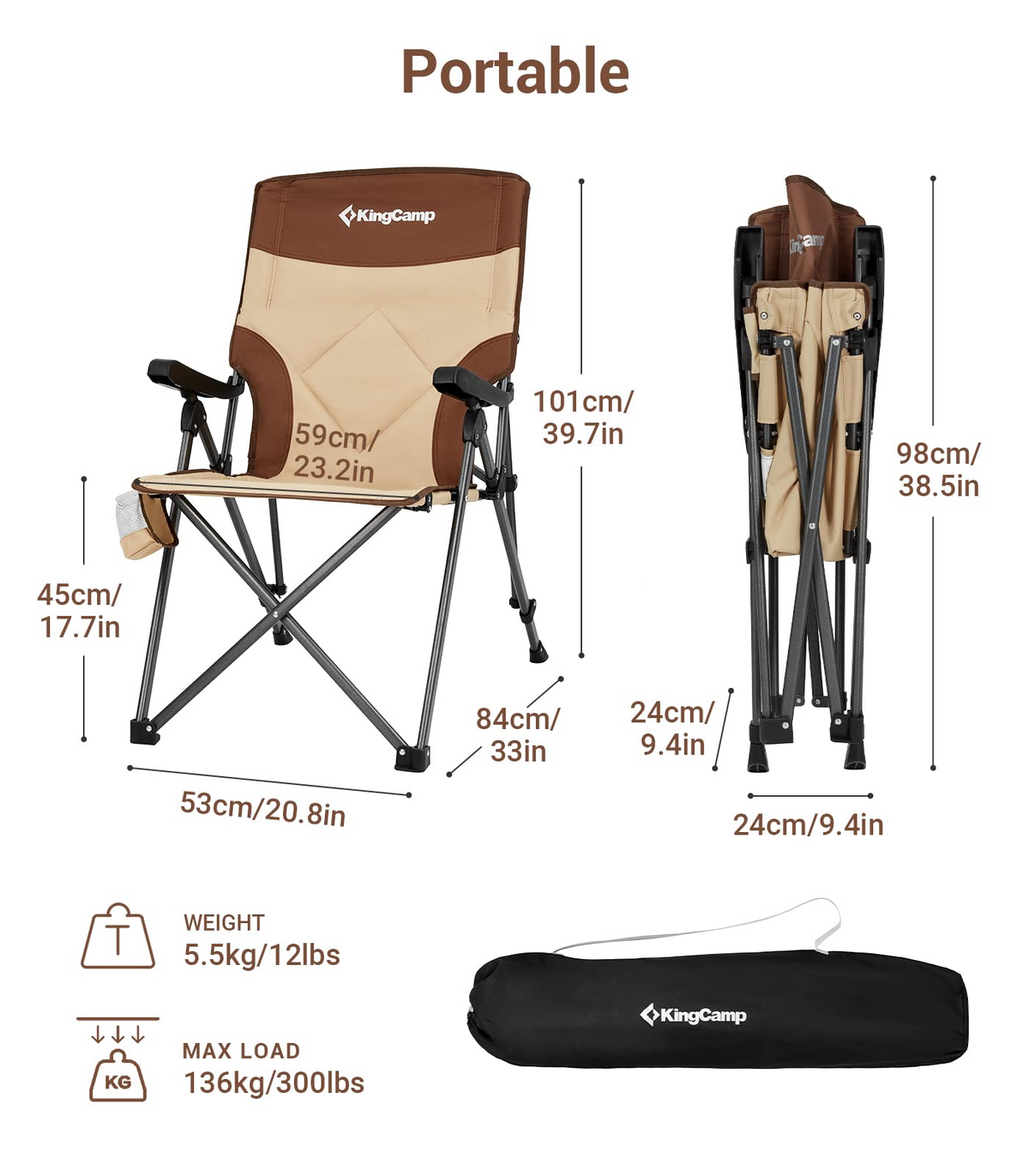 KingCamp Adjustable Heavy Duty High Back Chairs