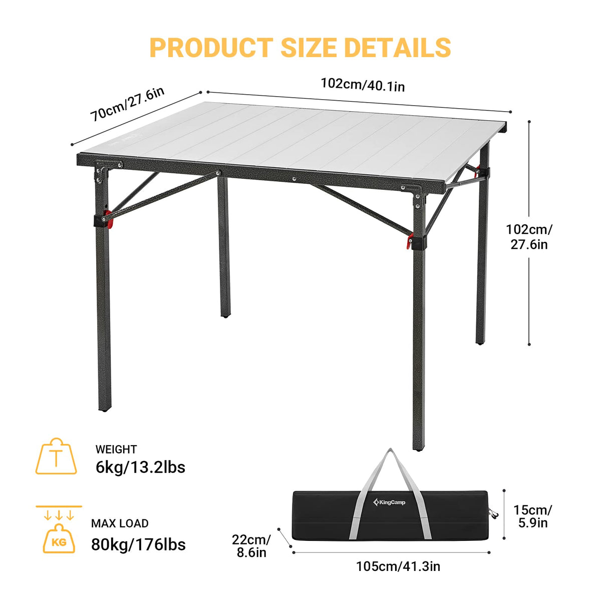 KingCamp MARBLE PLUS Aluminum Table for  2-4 Person