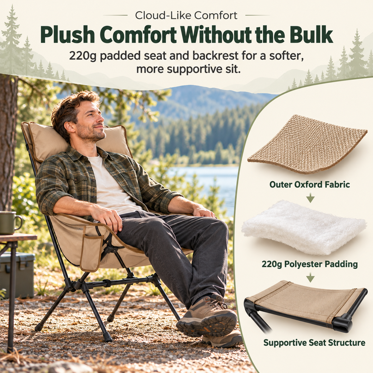 KingCamp BALSA C20 Padded High-Back Camping Chair